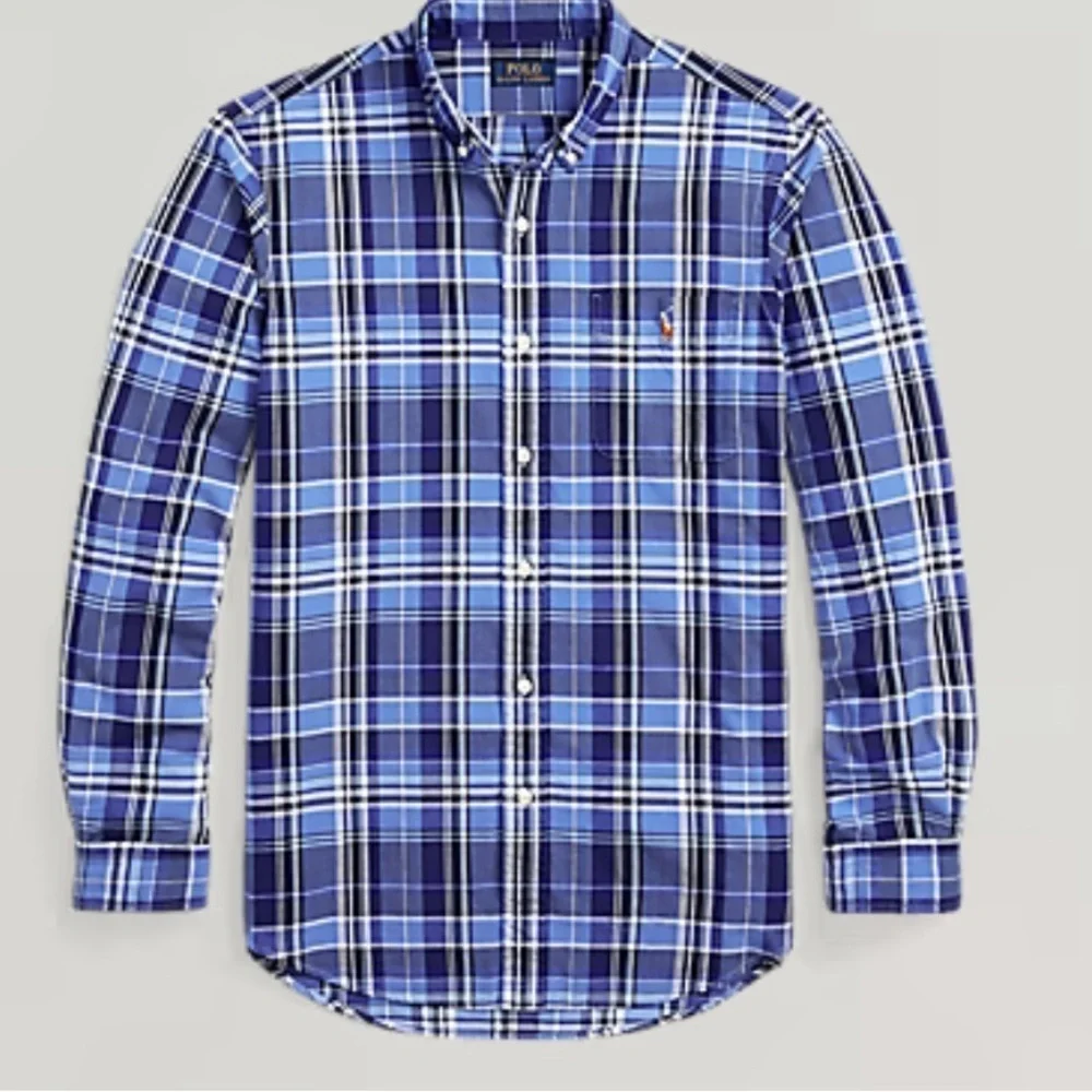 Polo by Ralph Lauren Men's Navy and White Checkered Shirt- NWT- medium